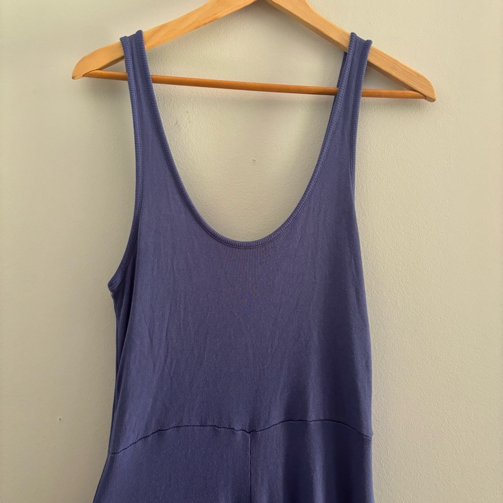 Marine Layer Lexi Rib Fit and Flare Midi Dress in Blue L Tencel Capsule Basic - Picture 3 of 12